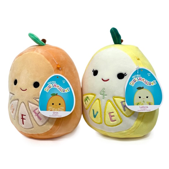 Squishmallows Official Kellytoy Orin Orange & Leticia Lemon BFF 4 EVER Plushies - Picture 2 of 11